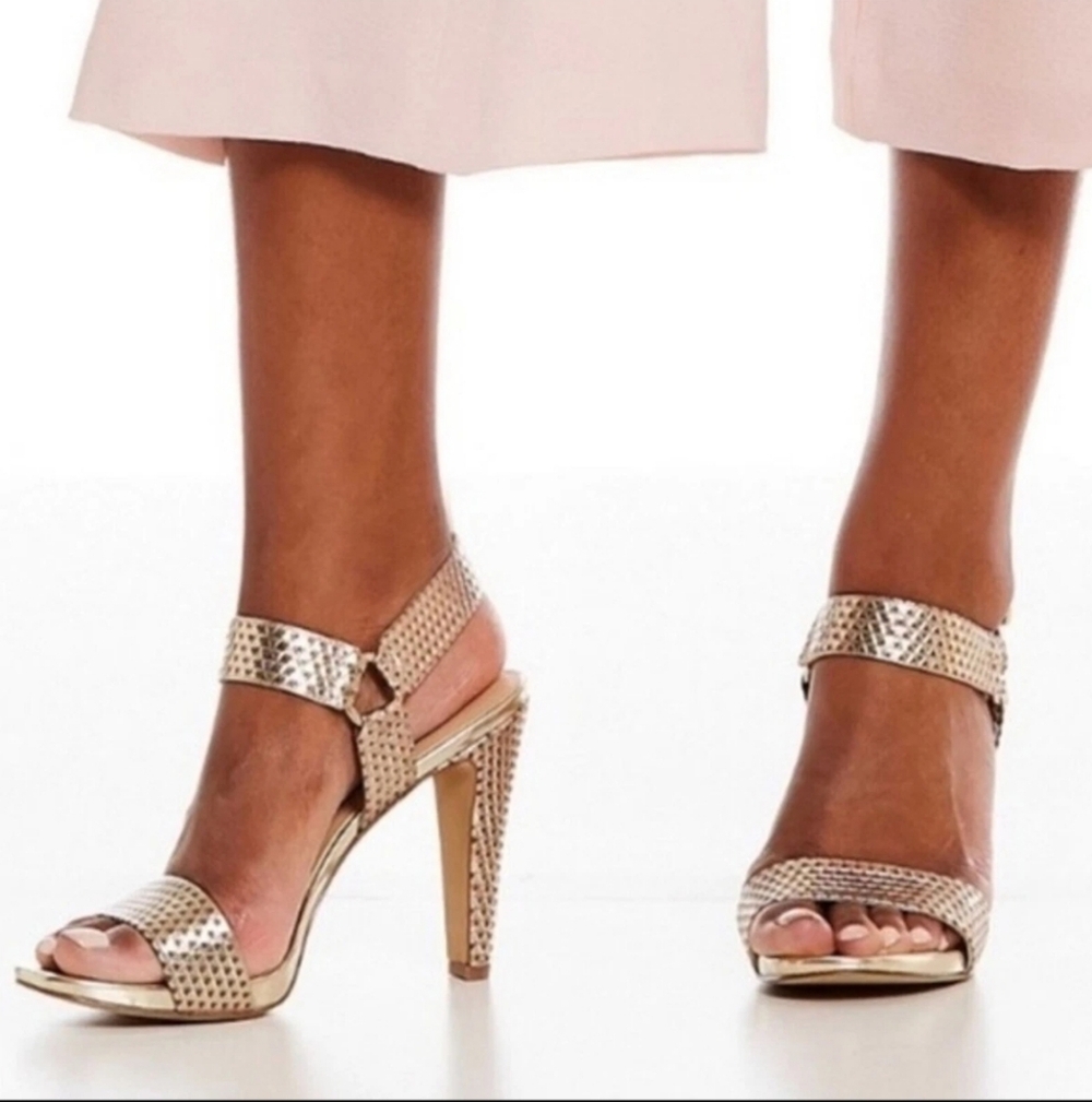 Karl Lagerfeld Cieone Muted Metallic Gold Heeled Sandals